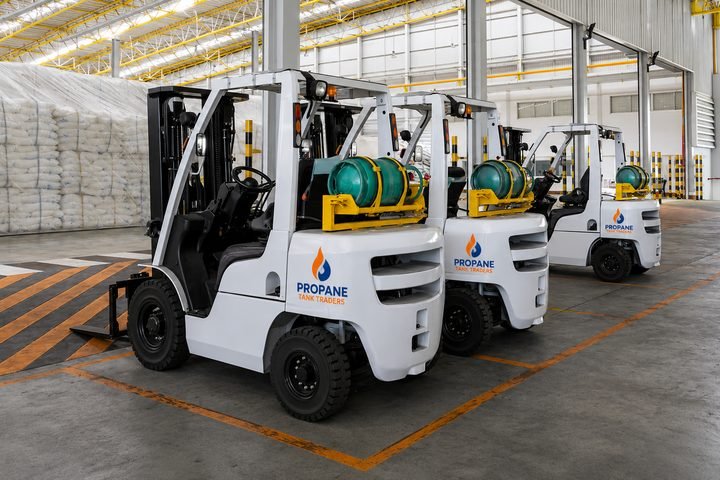 Propane-powered industrial forklifts