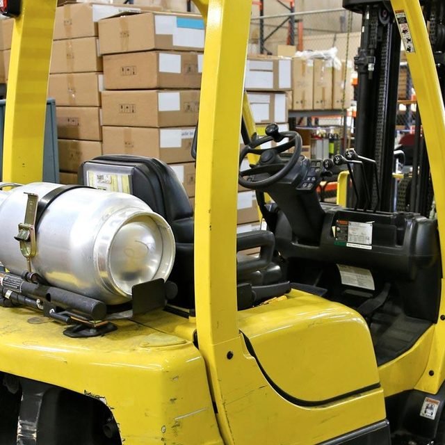 Forklift with propane cylinder