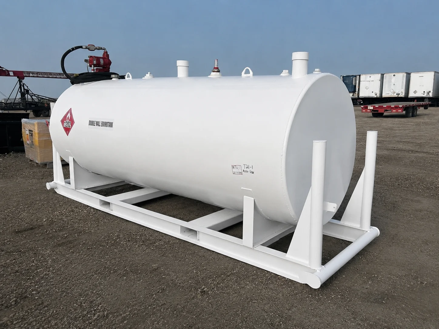 1189 gallon diesel fuel tank, double wall skid mounted with pump, in an industrial yard