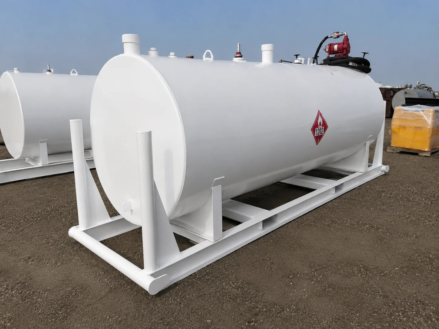 1189 gallon double wall skid mounted diesel fuel tank with pump in an industrial yard - view 2