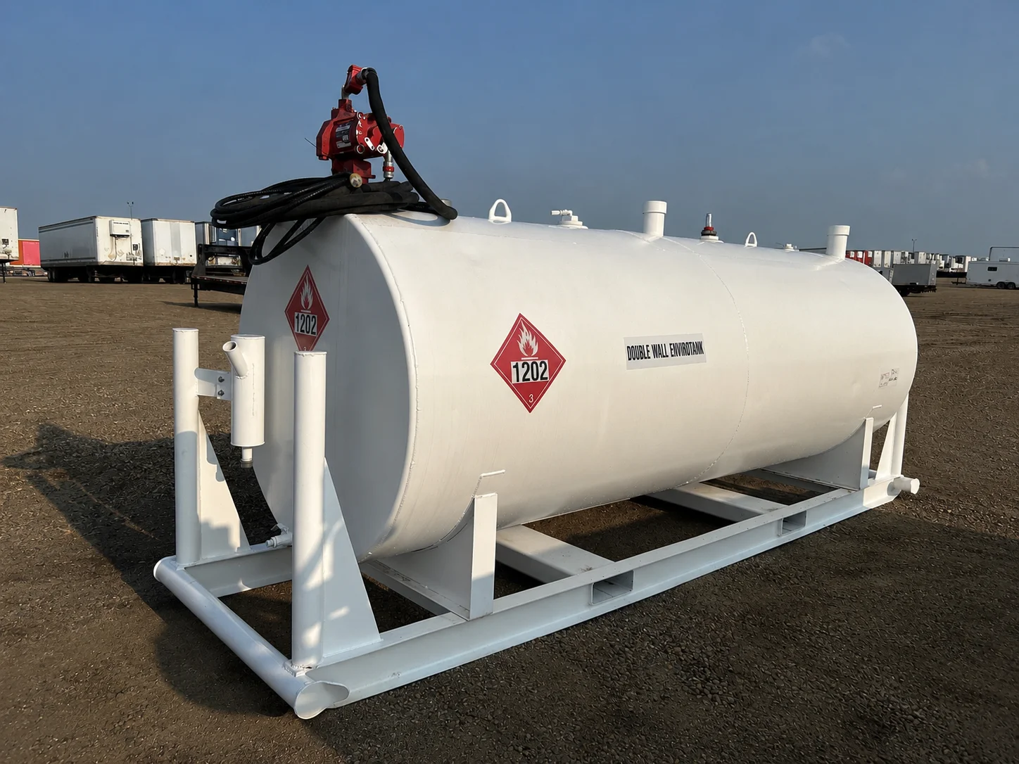 1189 gallon double wall skid mounted diesel fuel tank with pump in an industrial yard - view 4