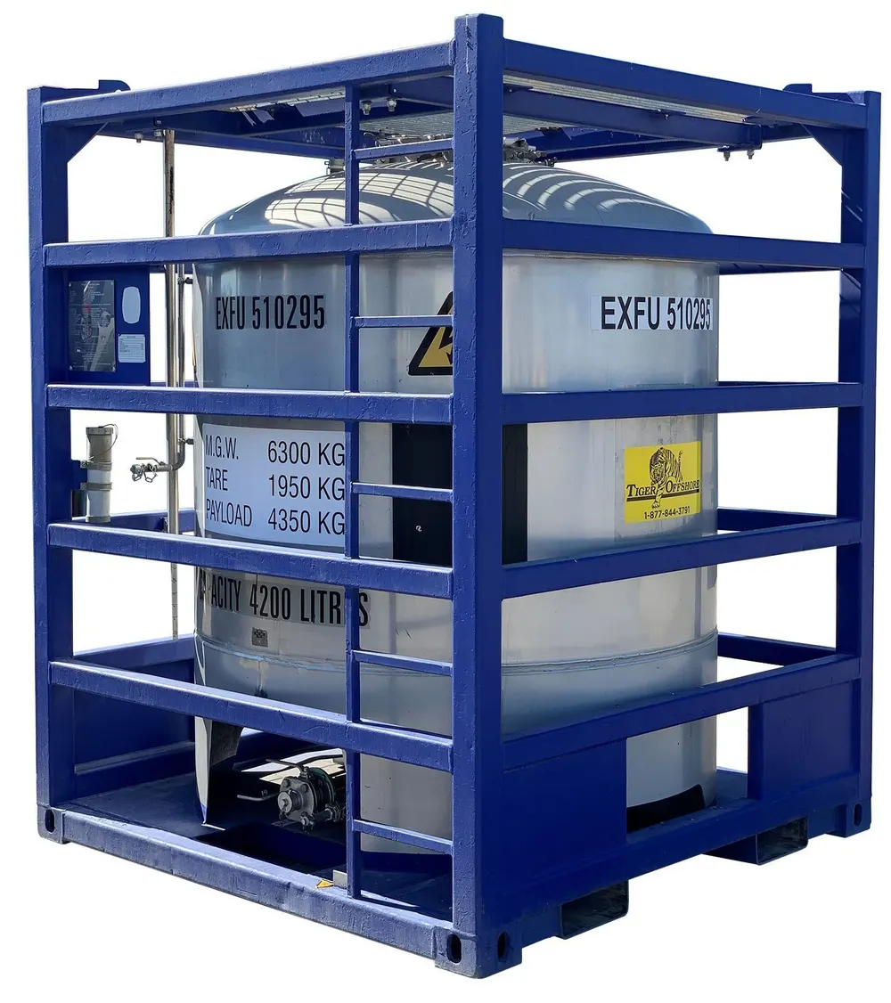 2500 litre DNV 2.7-1 certified stainless steel offshore tank container with lifting slings