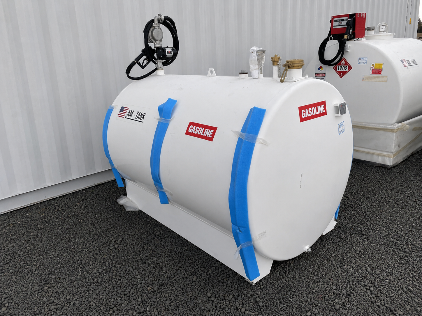 655 gallon bunded skid mounted gasoline fuel tank with transfer pump and nozzle - view 3