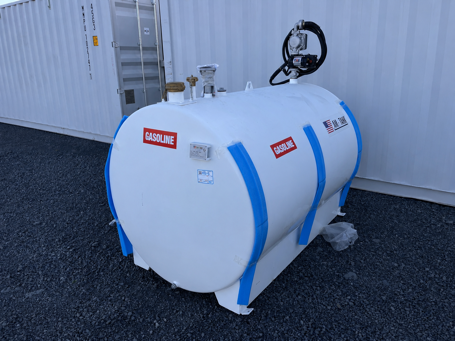 655 gallon bunded skid mounted gasoline fuel tank with transfer pump and nozzle - view 6