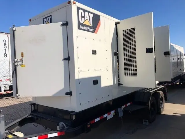 Caterpillar towable mobile generator set on a trailer chassis for job site power