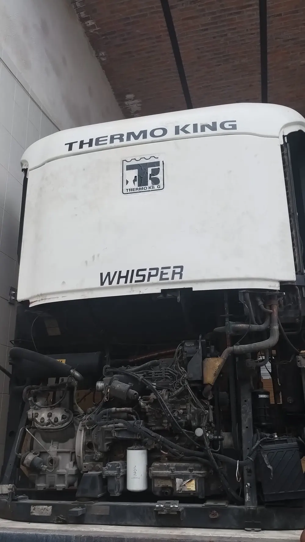 Thermo King SB-110+ trailer refrigeration unit mounted on a reefer trailer nose wall - view 3