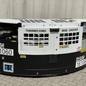 Thermo King SG-3000 clip-on genset mounted on the front of a refrigerated container