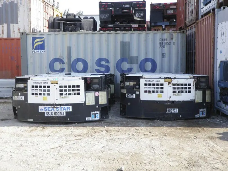 Thermo King SG-3000 clip-on genset mounted on the front of a refrigerated container - view 9